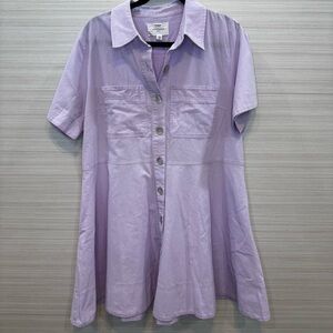 Pomander Place Lilac Meryl 100% Cotton Short Sleeve Shirt Dress size XL